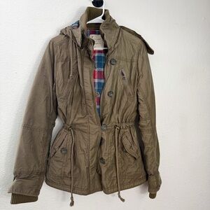 AE | American Eagle | Green Anorak Quilted Green Coat Cargo